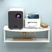 2-Tier Floating Wall Shelf, White No-Drill Wall Mount Bedside Shelf for Bedroom, Projector, Remote Control & Small Items Storage, Floating Shelves