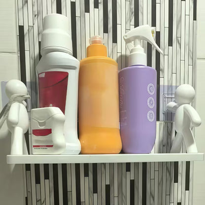2pcs Modern Layered Plastic Wall-Mounted Shelves, No Drilling, Featuring Human-Shaped Sculptures, Multi-Tier Storage Rack for Bathroom, Kitchen, Or Bathroom Decor| Bathroom Shelves, Modern Wall Shelves, Wall Hanging