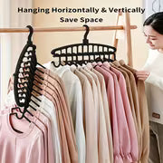 4pcs/2pcs Black Plastic Multi-Functional Vertical And Horizontal Clothes Hangers Set, with Multi-Hook Design 360 Degree Rotation Home Wardrobe Storage Thickened Durable Clothing Rack - Space-Saving Closet Organizer for Home And Travel