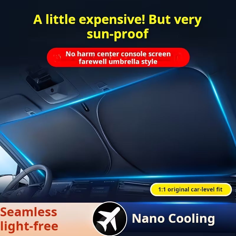 1pc high-quality titanium-Silvery alloy car sunshade| Summer front windshield sun protection and heat insulation cover, interior light shield and sun visor| Keep your vehicle cool