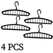 4pcs/2pcs Black Plastic Multi-Functional Vertical And Horizontal Clothes Hangers Set, with Multi-Hook Design 360 Degree Rotation Home Wardrobe Storage Thickened Durable Clothing Rack - Space-Saving Closet Organizer for Home And Travel