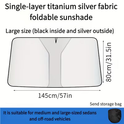 1pc high-quality titanium-Silvery alloy car sunshade| Summer front windshield sun protection and heat insulation cover, interior light shield and sun visor| Keep your vehicle cool