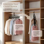 4pcs/2pcs Black Plastic Multi-Functional Vertical And Horizontal Clothes Hangers Set, with Multi-Hook Design 360 Degree Rotation Home Wardrobe Storage Thickened Durable Clothing Rack - Space-Saving Closet Organizer for Home And Travel