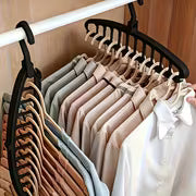 4pcs/2pcs Black Plastic Multi-Functional Vertical And Horizontal Clothes Hangers Set, with Multi-Hook Design 360 Degree Rotation Home Wardrobe Storage Thickened Durable Clothing Rack - Space-Saving Closet Organizer for Home And Travel