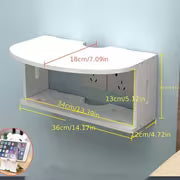 2-Tier Floating Wall Shelf, White No-Drill Wall Mount Bedside Shelf for Bedroom, Projector, Remote Control & Small Items Storage, Floating Shelves