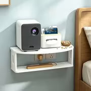 2-Tier Floating Wall Shelf, White No-Drill Wall Mount Bedside Shelf for Bedroom, Projector, Remote Control & Small Items Storage, Floating Shelves